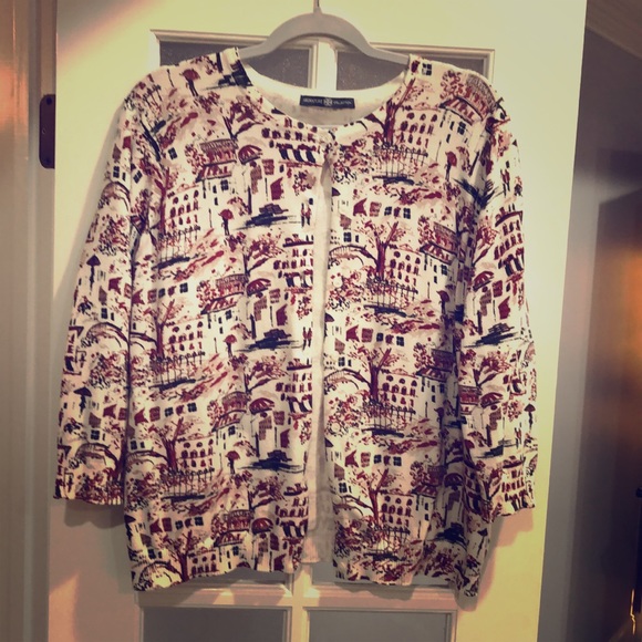 Off white red/black pattern sweater - Picture 1 of 2